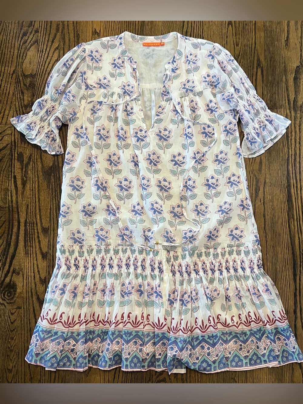 Oliphant Floral Cotton Dress in Lavender & Aqua